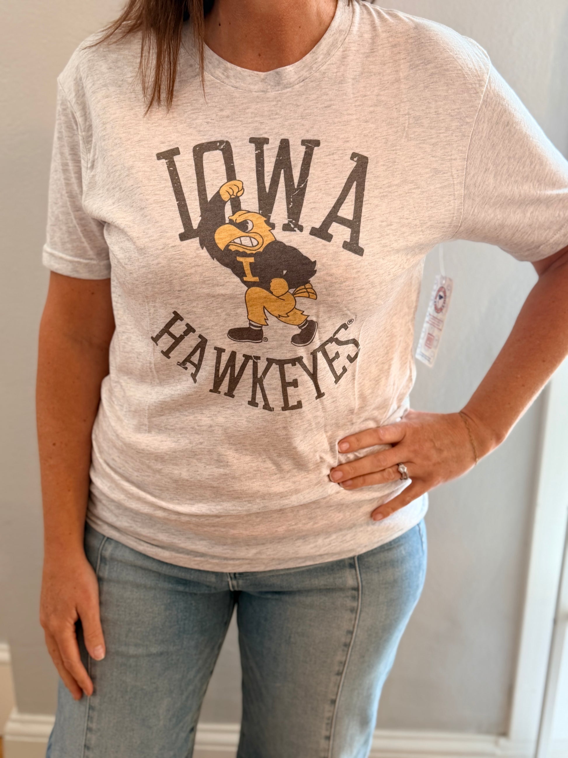 Heather White Iowa Herky Tee