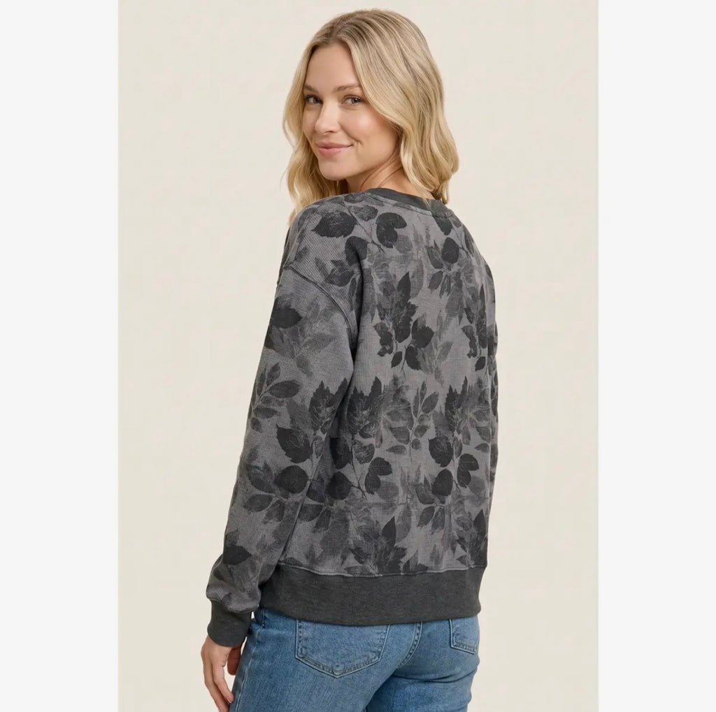 Ribbed Floral Print Top