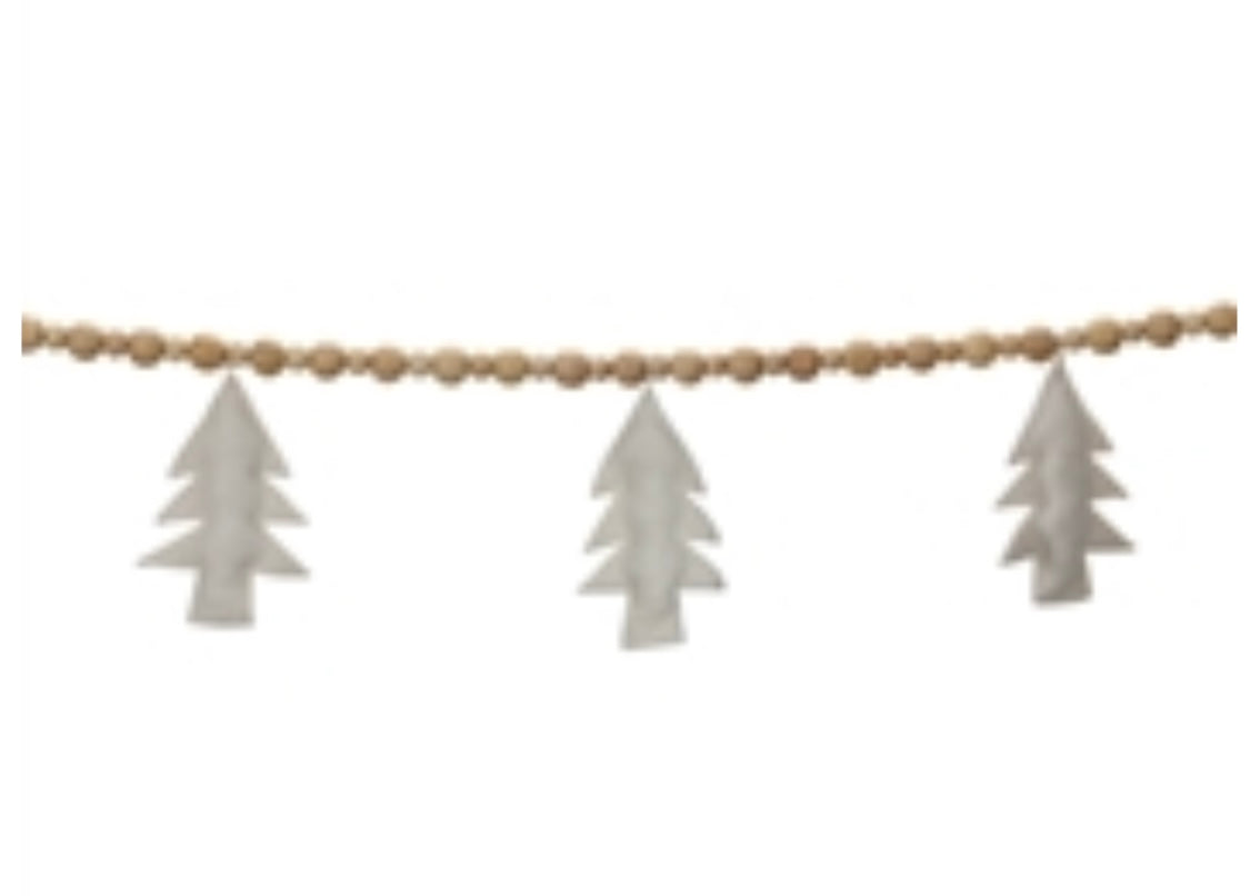 6' Beaded White Tree Garland