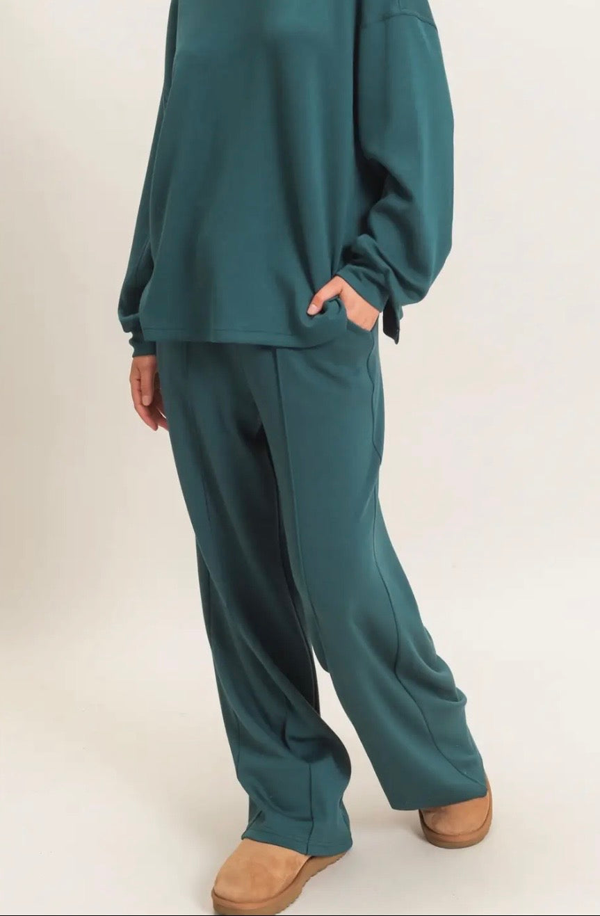 Drawstring Waist Pintuck Wide Leg Pants