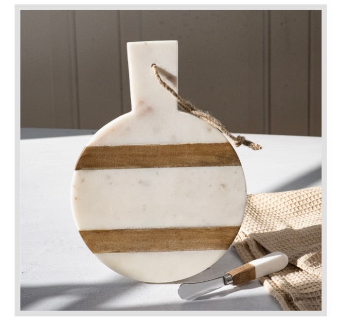 White Marble & Wood Cutting Board