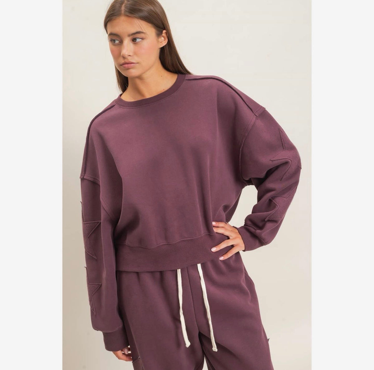 Star Patch Sleeve Sweatshirt