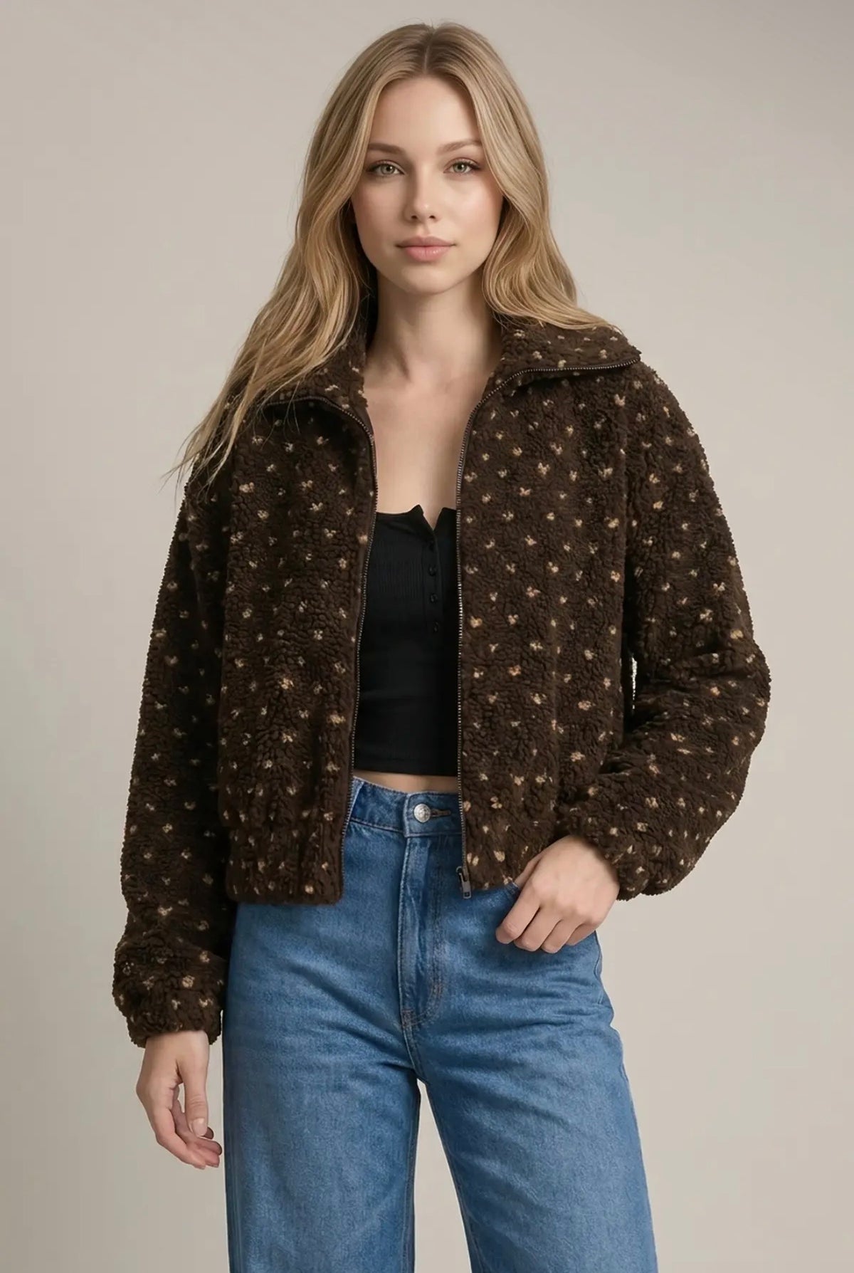 Heart Fleece Zip-up Jacket