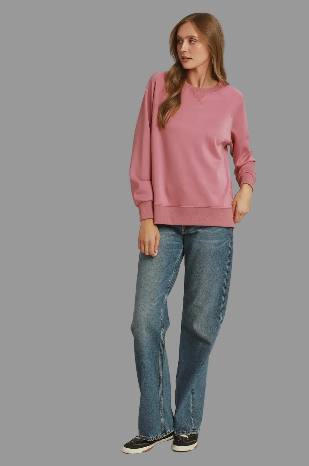 Luxe Knit Side Detail Zip Crewneck