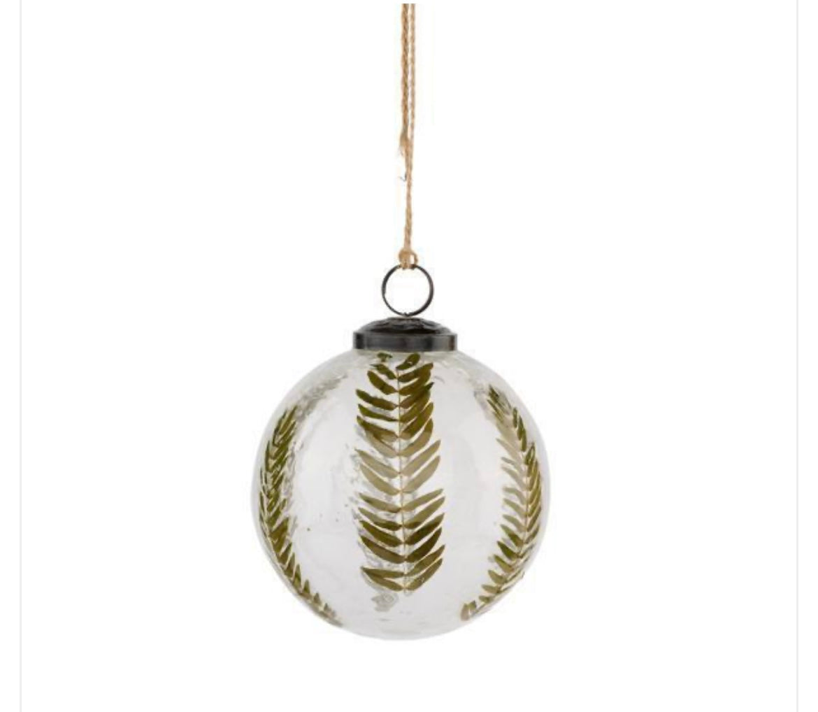 4" Stripe Leaf Glass Ornament