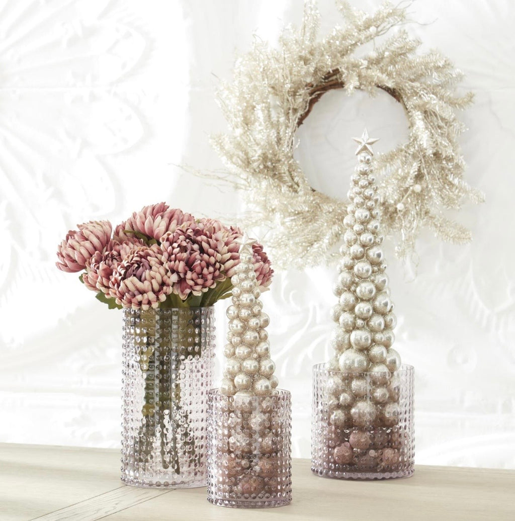 Pink Transparent Raised Dot Glass Vase