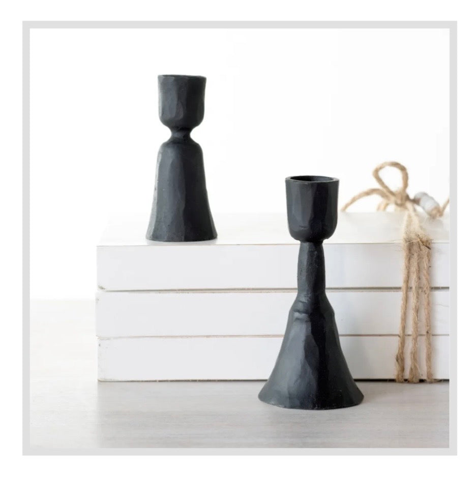 Short Black Candle Holders