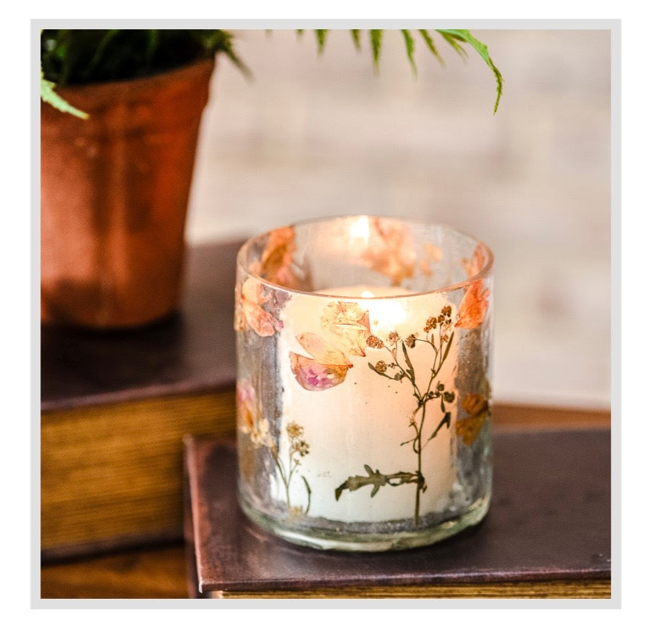 4" Pressed Flower Petal Jar