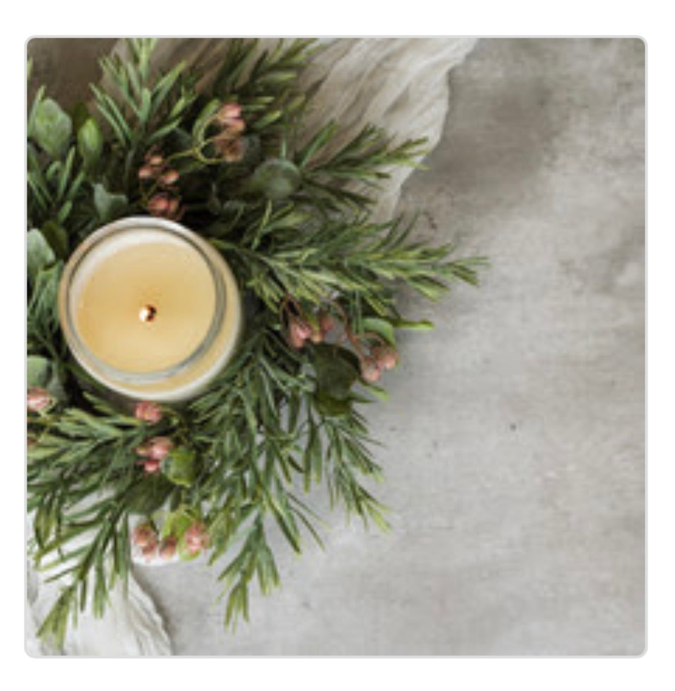 14" Rosemary w/ Pink Berries Candle Wreath