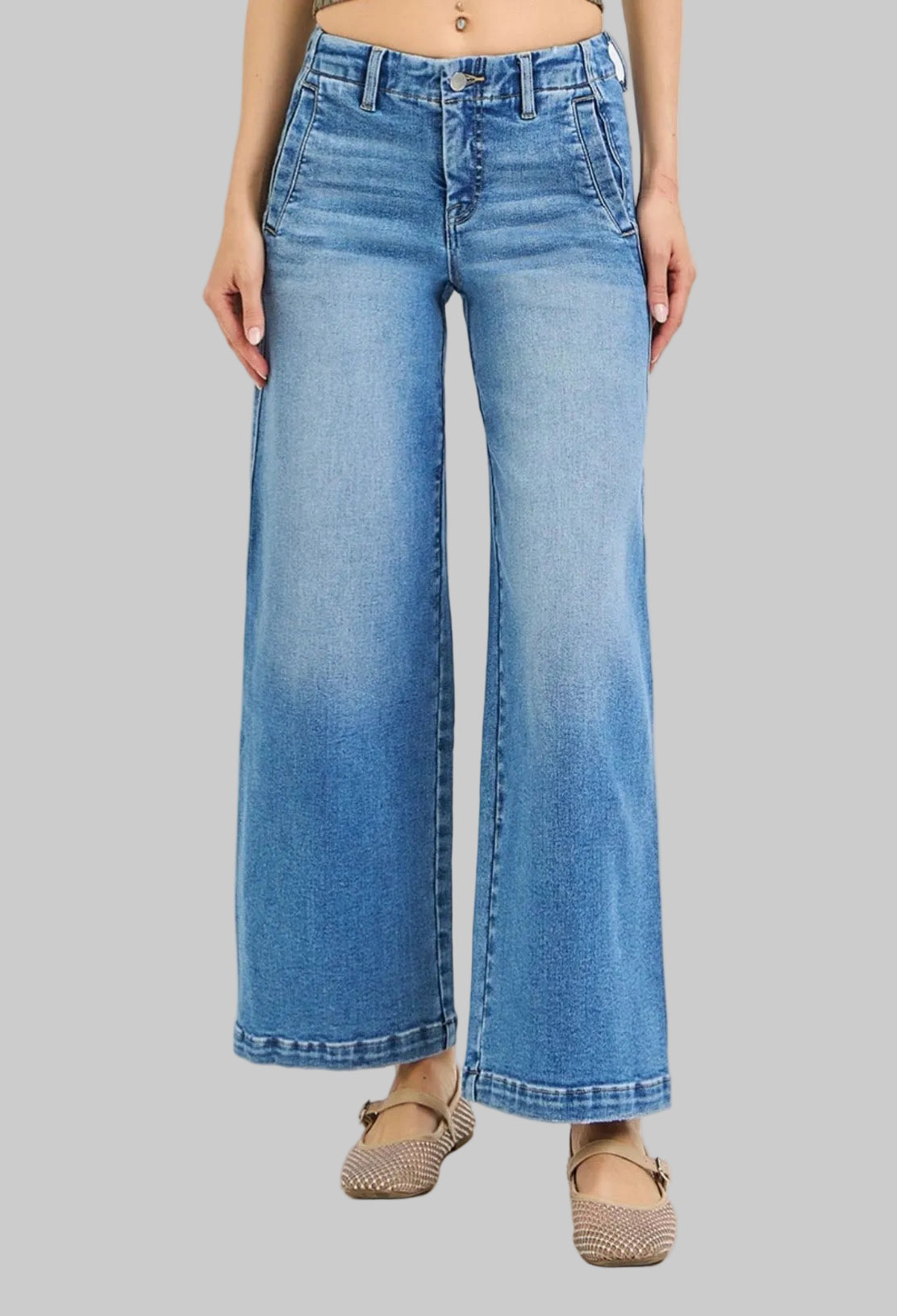 Risen Mid Rise Ankle Wide Seam Jean