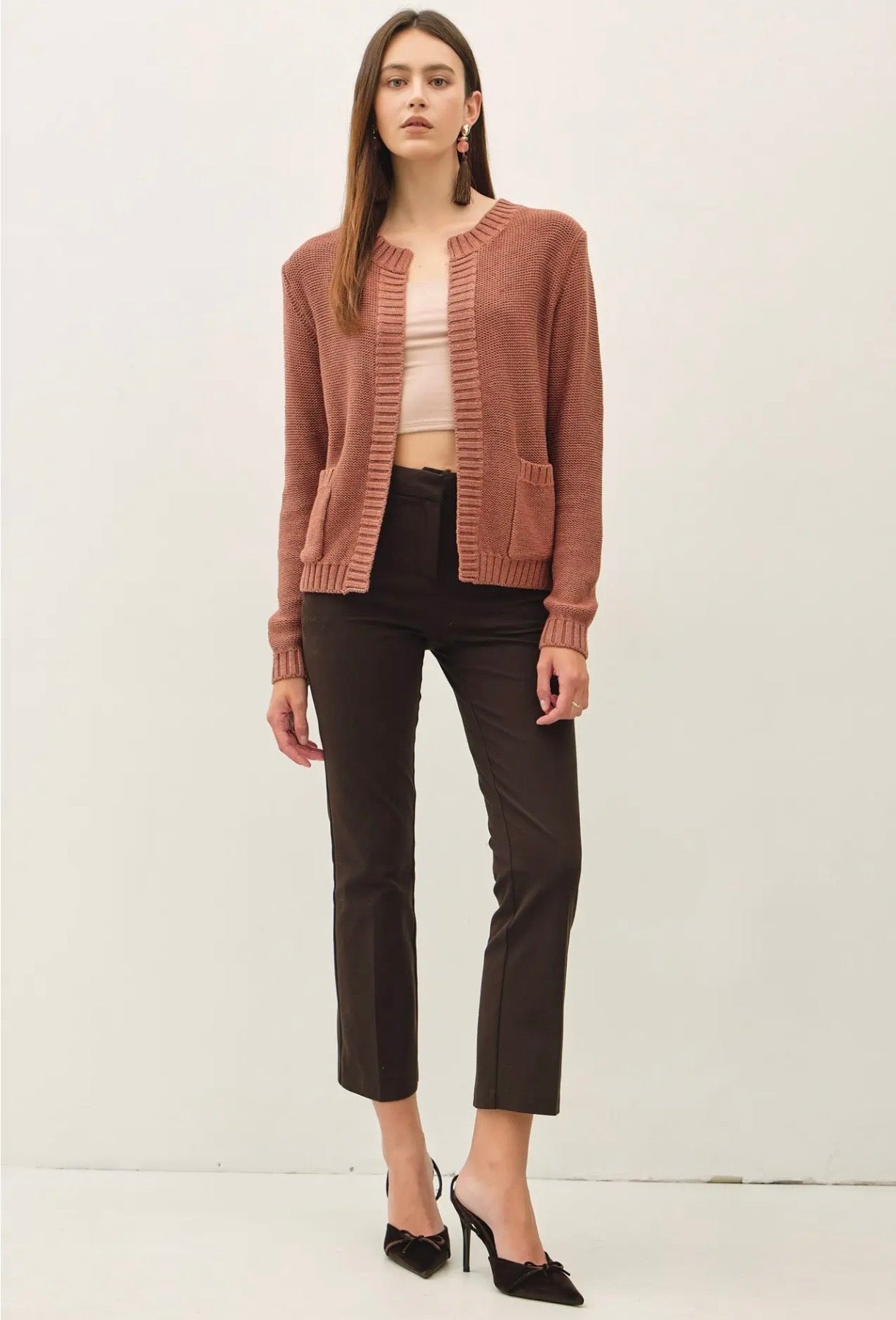 Curvy Open Cardigan with Pockets
