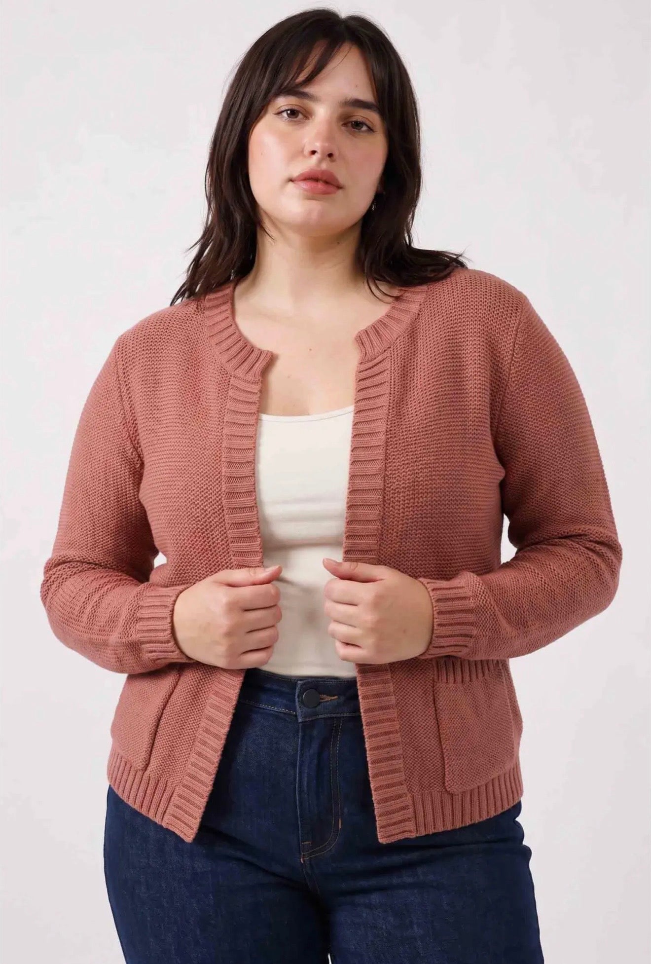 Curvy Open Cardigan with Pockets
