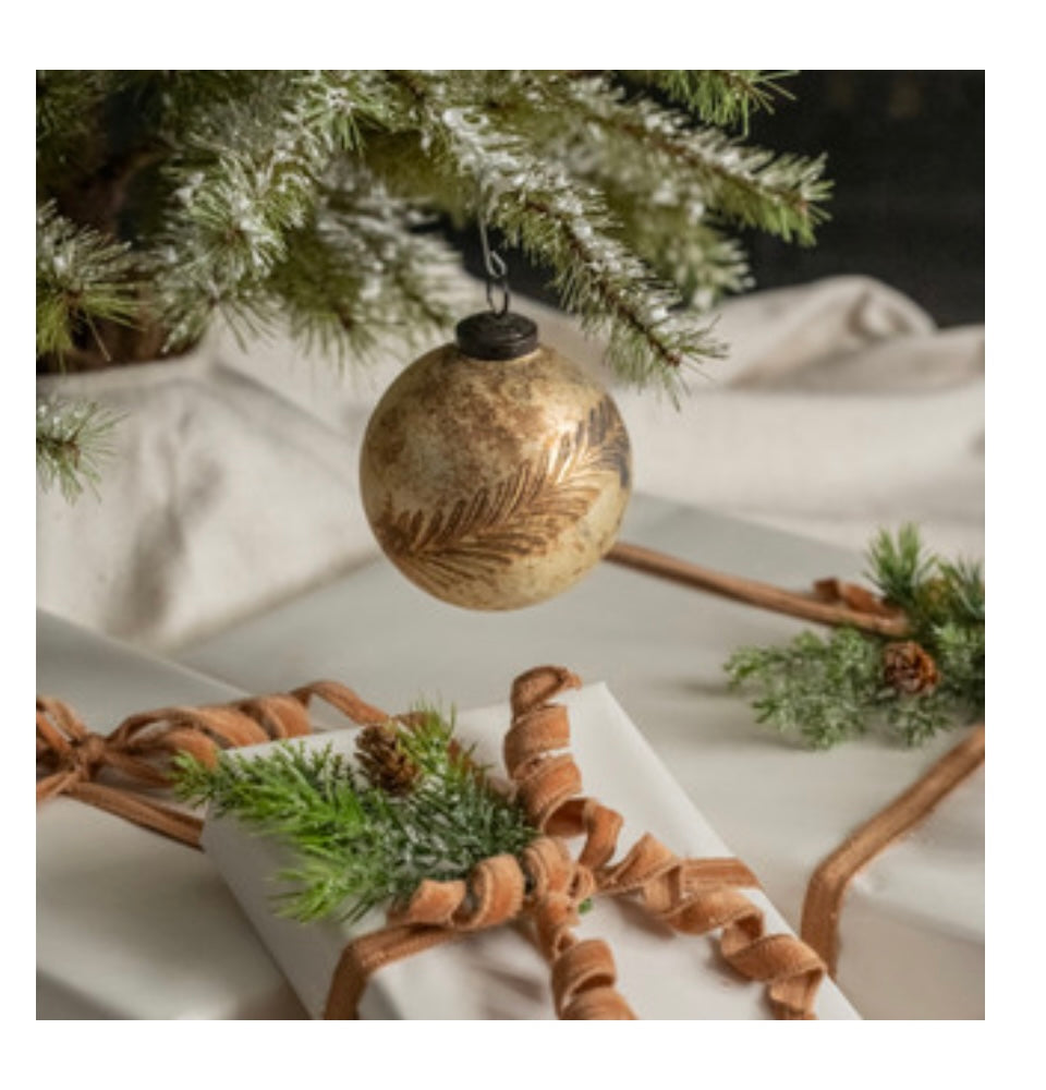 4" Printed Leaf Kugel Ornament
