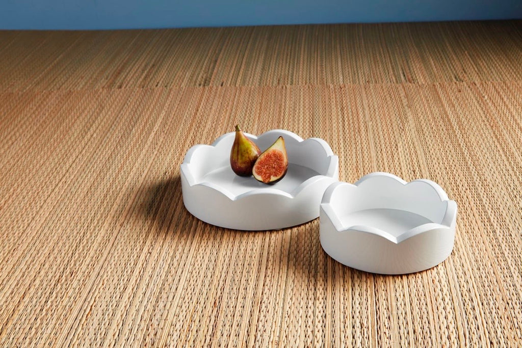 White Round Scalloped Trays