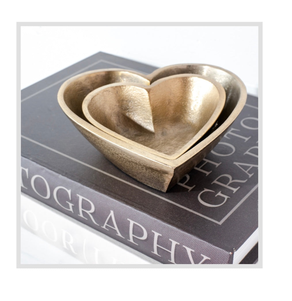 ANTIQUE BRASS HEART BOWL SMALL
