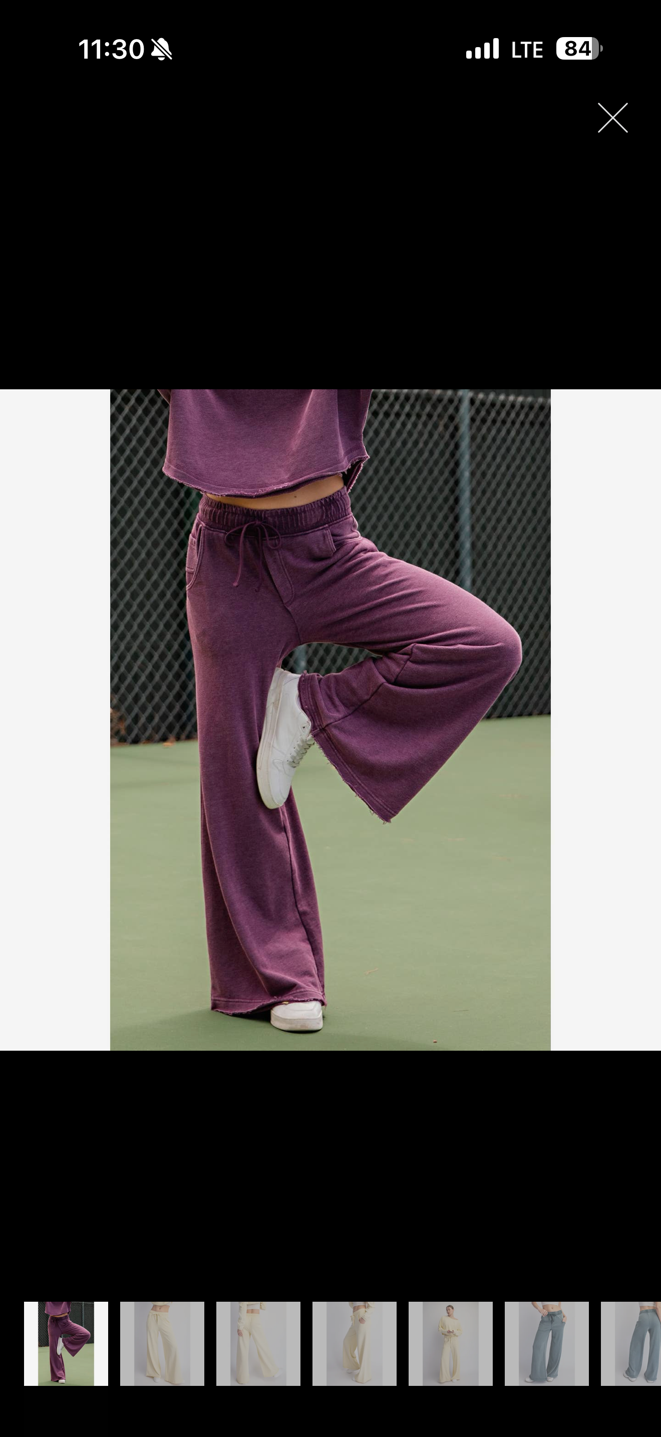 Mineral Wash Terry Wide Leg Sweatpants