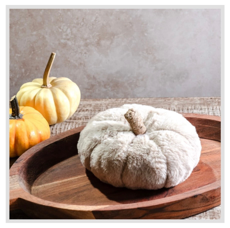 6" Tan Faux Fur Pumpkin