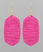 Wrapped Raffia long hexagon earrings