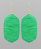 Wrapped Raffia long hexagon earrings