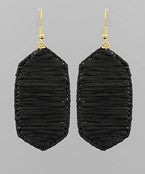 Wrapped Raffia long hexagon earrings