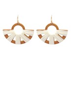 Semicircle raffia & wood dangle earrings