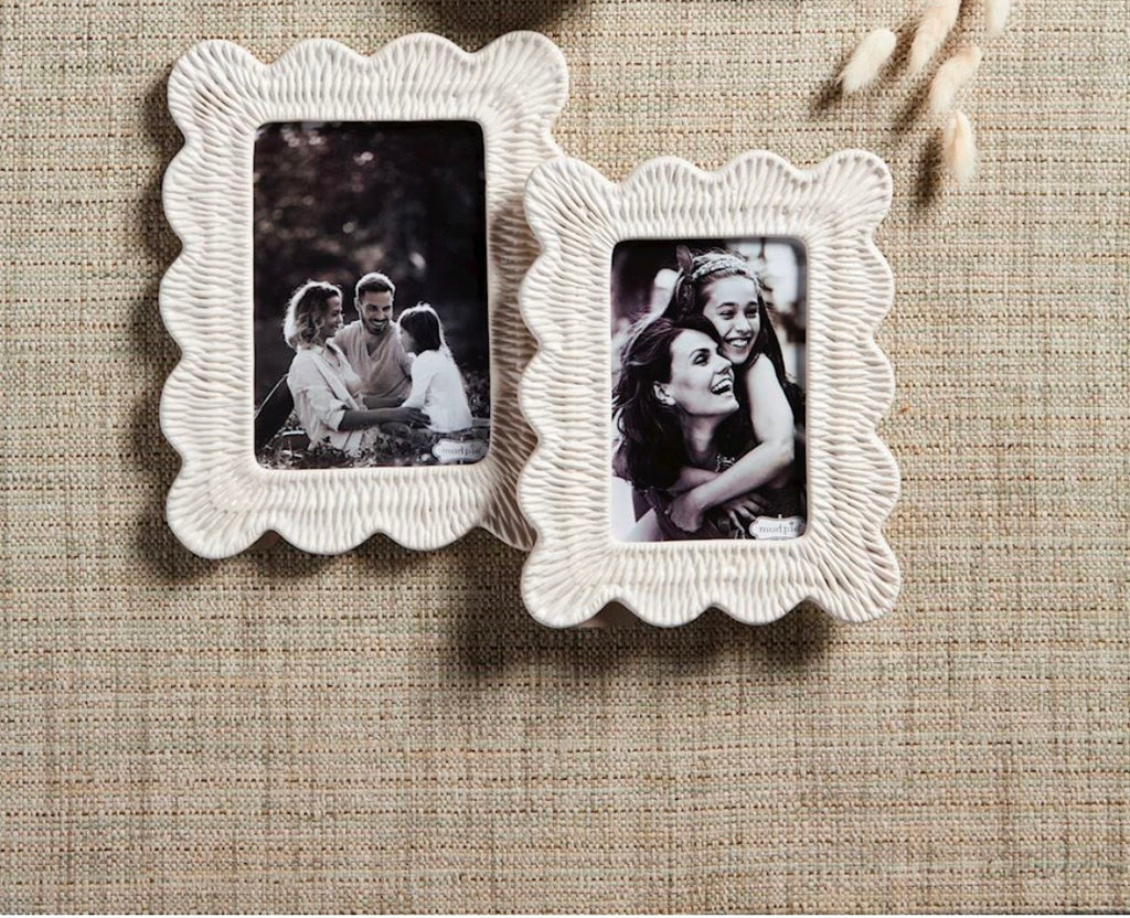 4x6 White Woven Ceramic Photo Frame