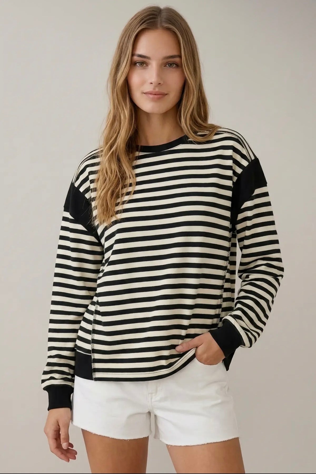 Stripe Shoulder Detail Sweatshirt