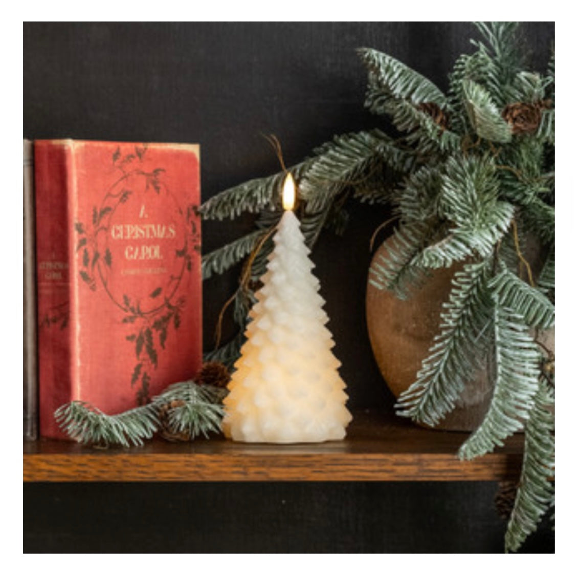 7.5" Cream Fir Tree LED Candle