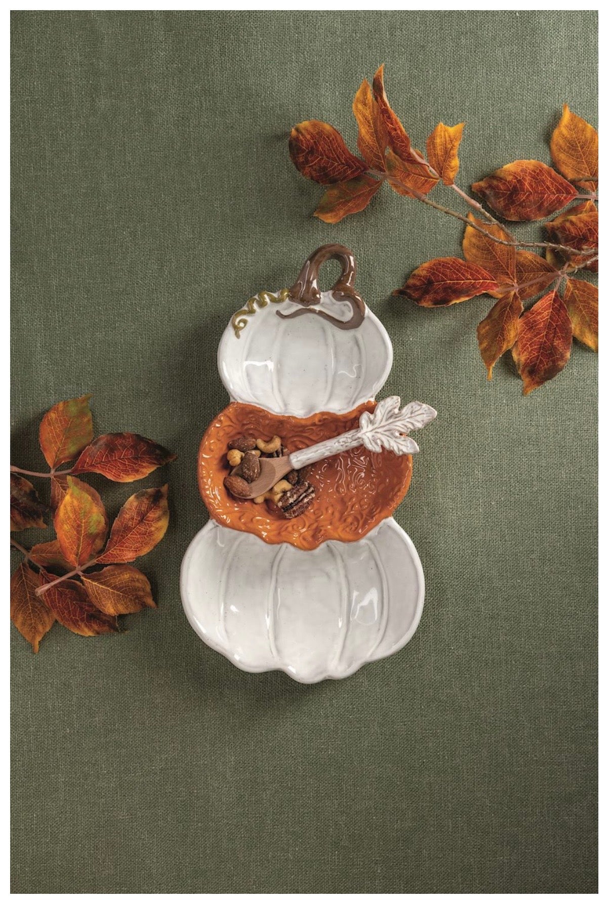 Stacked Pumpkin Tray and Spoon Set