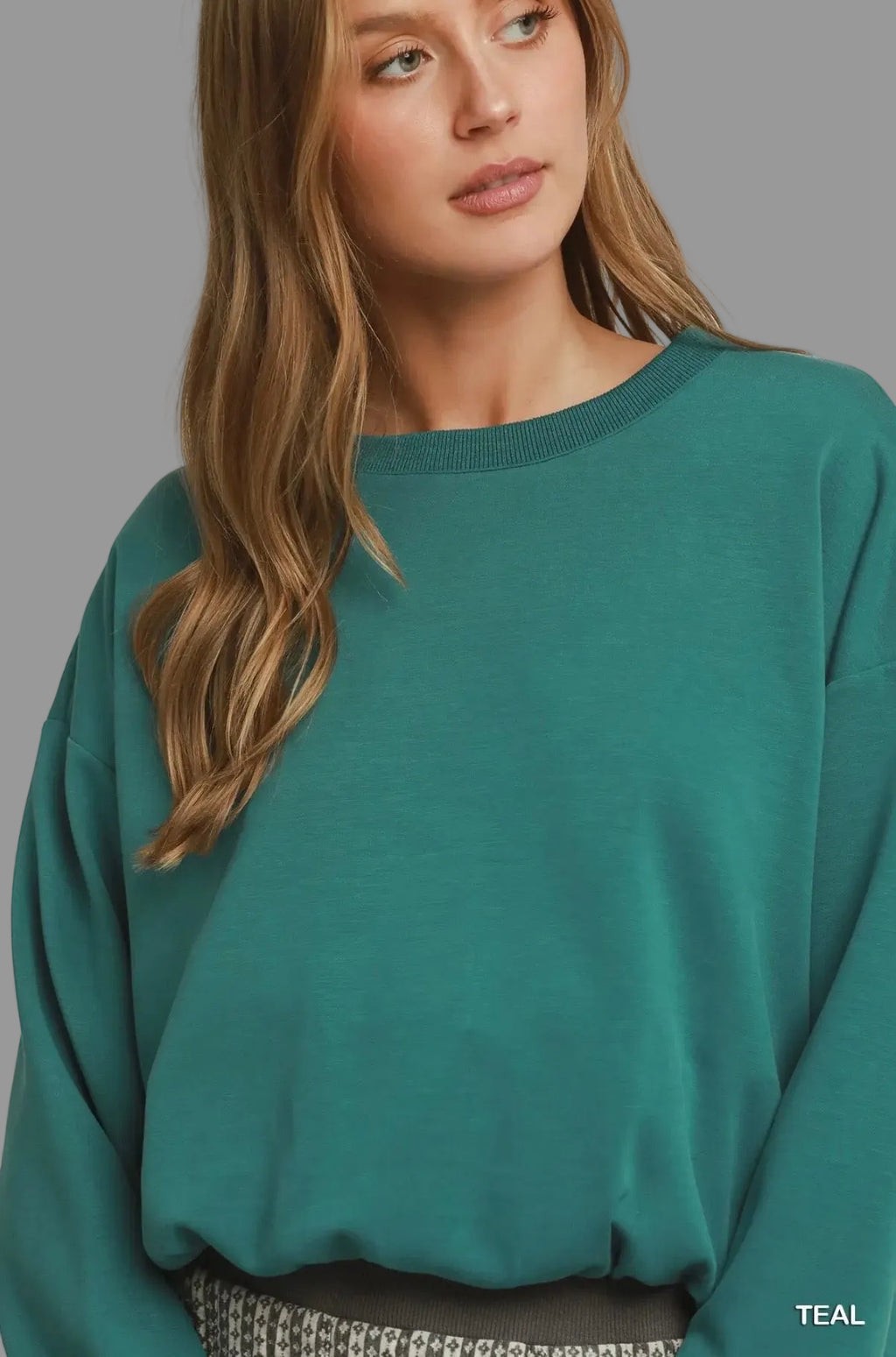 Luxe Knit Bubble Hem Long Sleeve Top