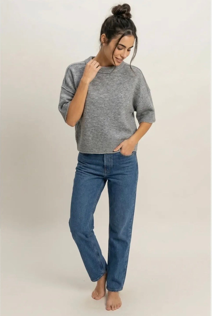 Seam Detail Short Sleeve Sweater