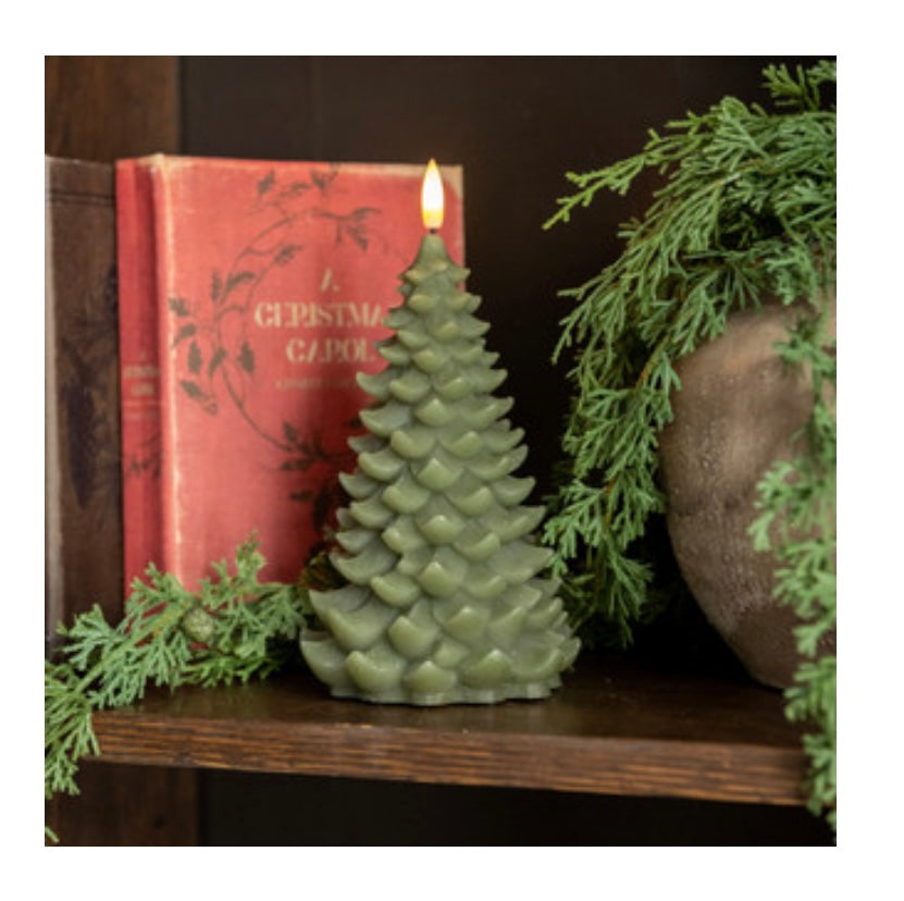 8" Dark Green Balsam Tree LED Candle