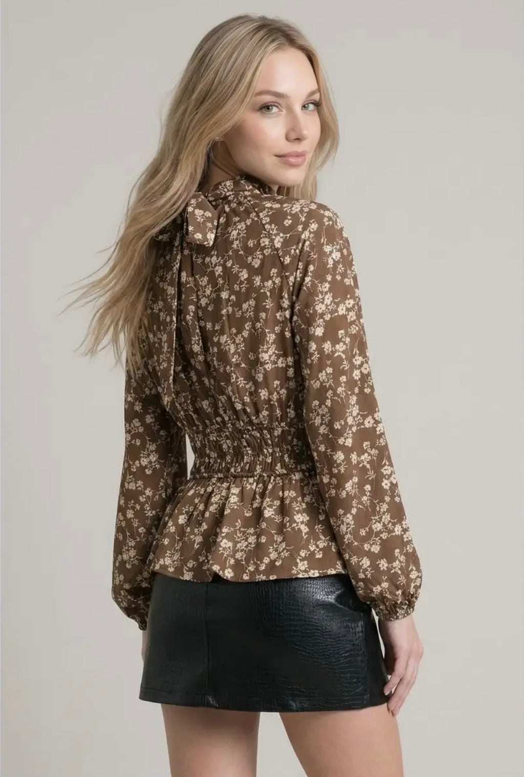 Floral Smocking Waist Blouse