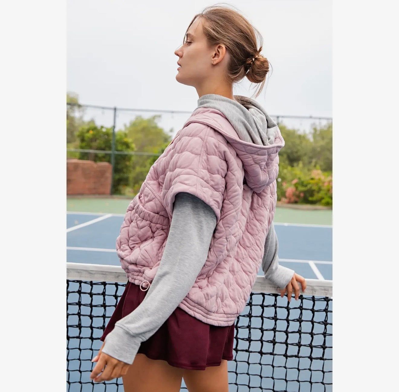 Quilted Cinch Hoodie Vest