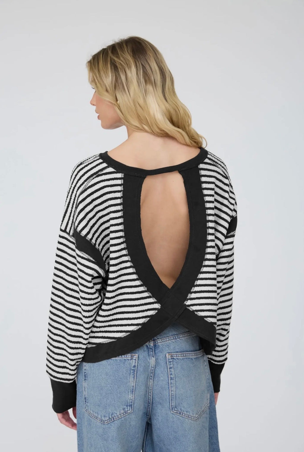 Stripe Open Back Knit Top