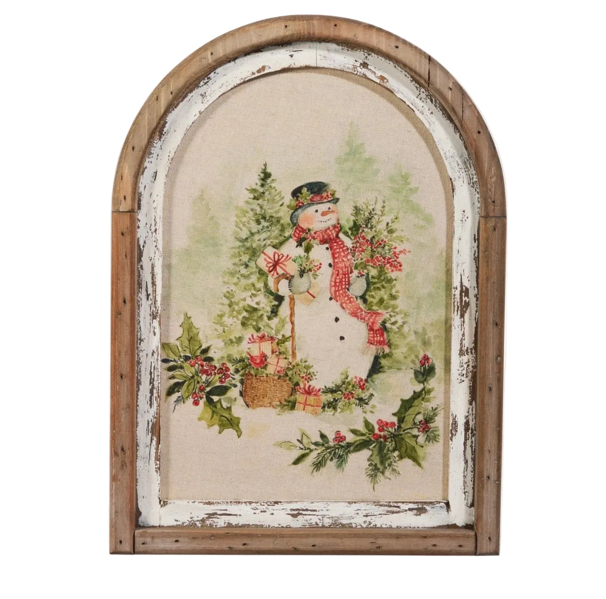 16.5" Watercolor Holiday Snowman Arch Print
