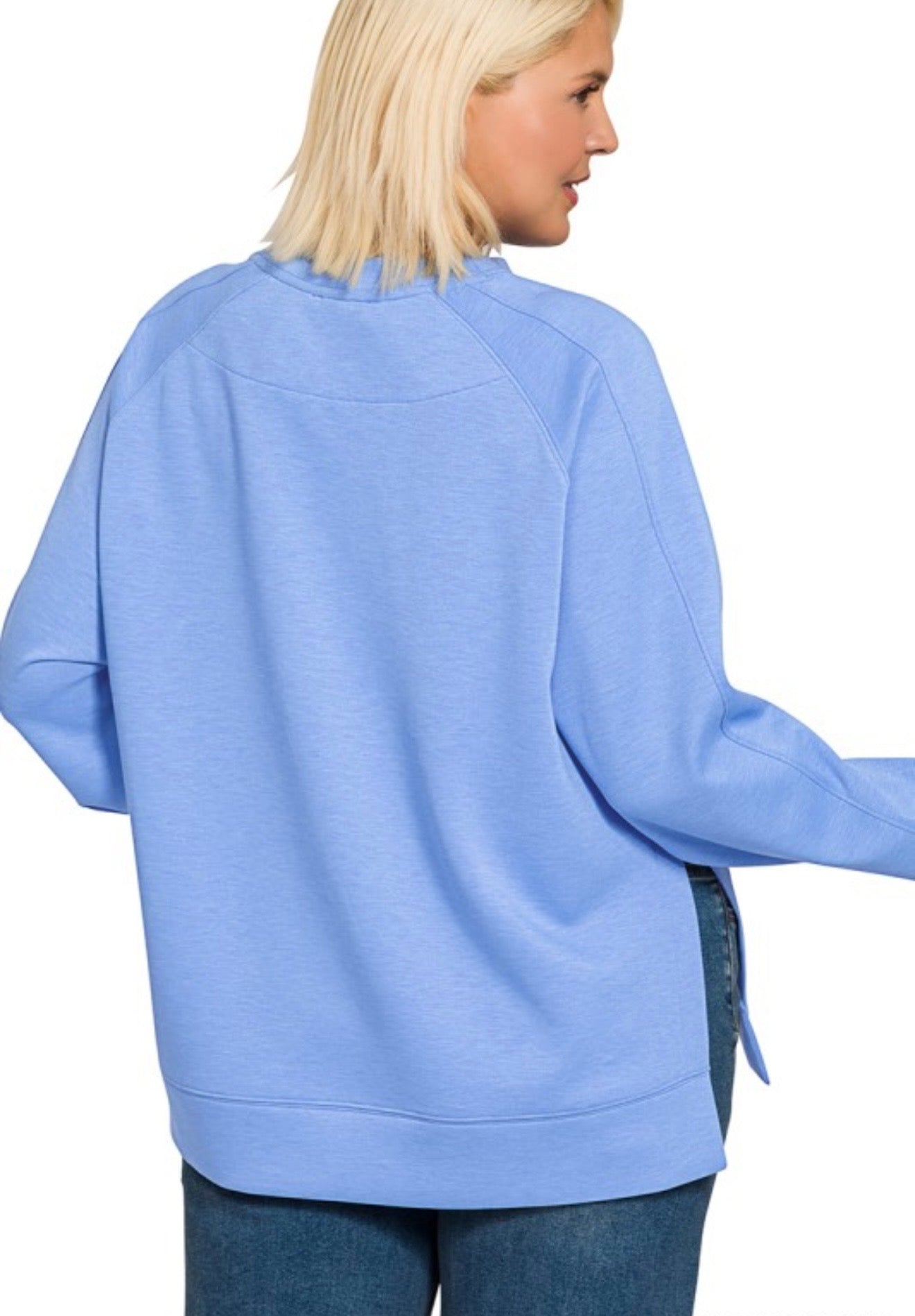 Curvy Scuba Pullover with Side Slits