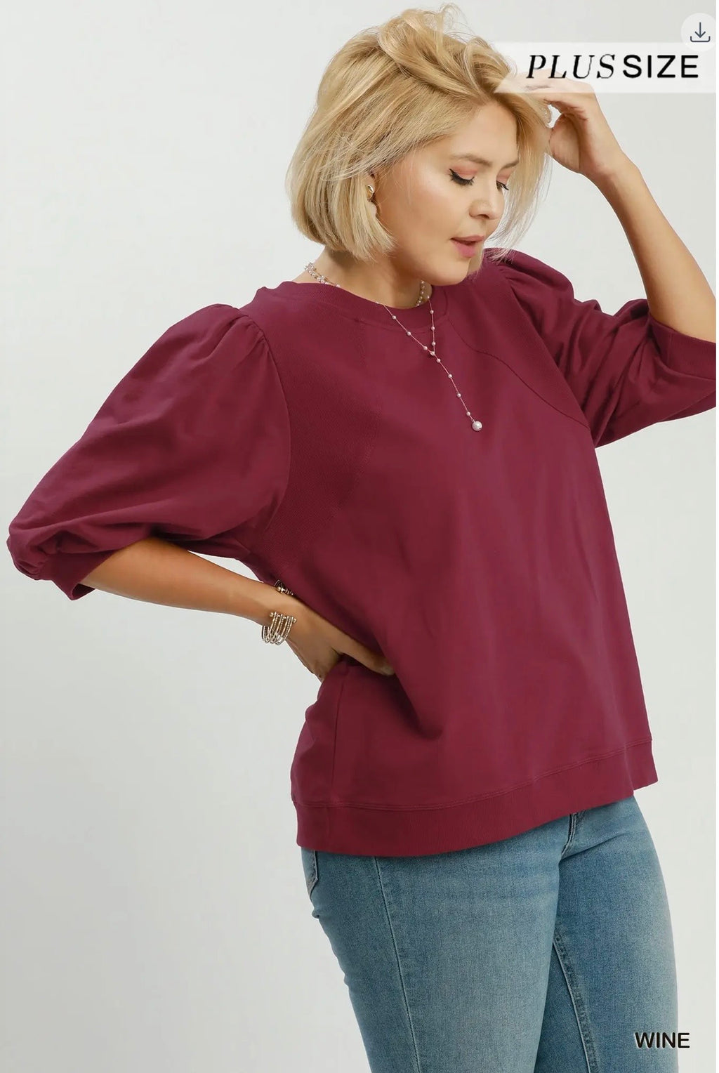 Curvy Puff Sleeve Sweatshirt