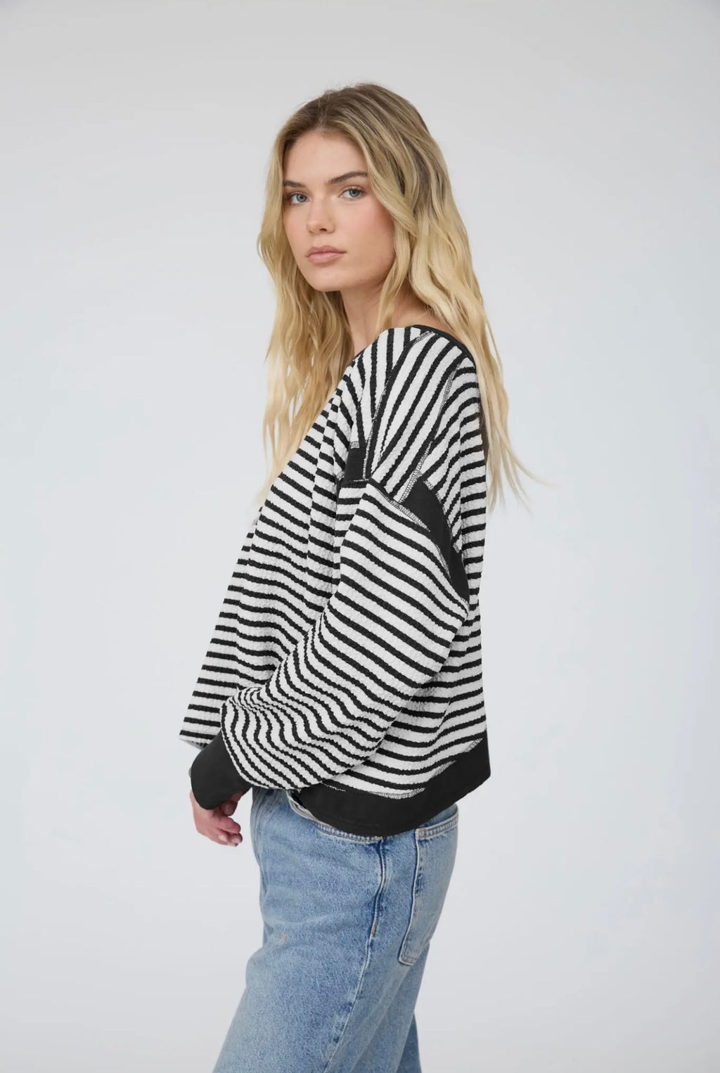 Stripe Open Back Knit Top