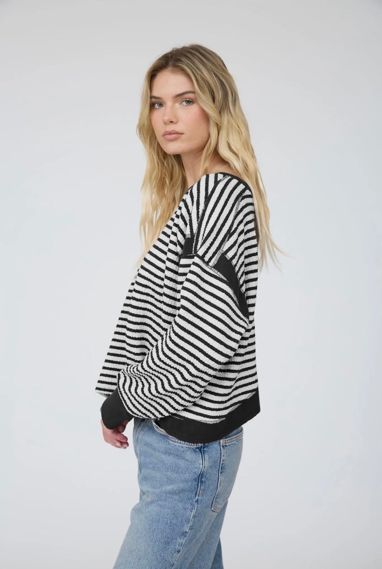 Stripe Open Back Knit Top