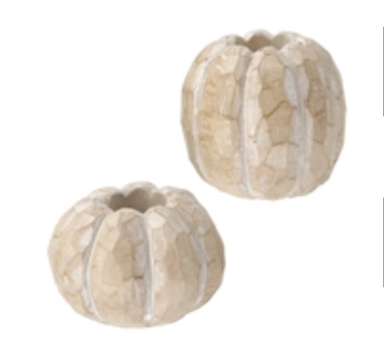 Tan Carved Pumpkin Candle Holders