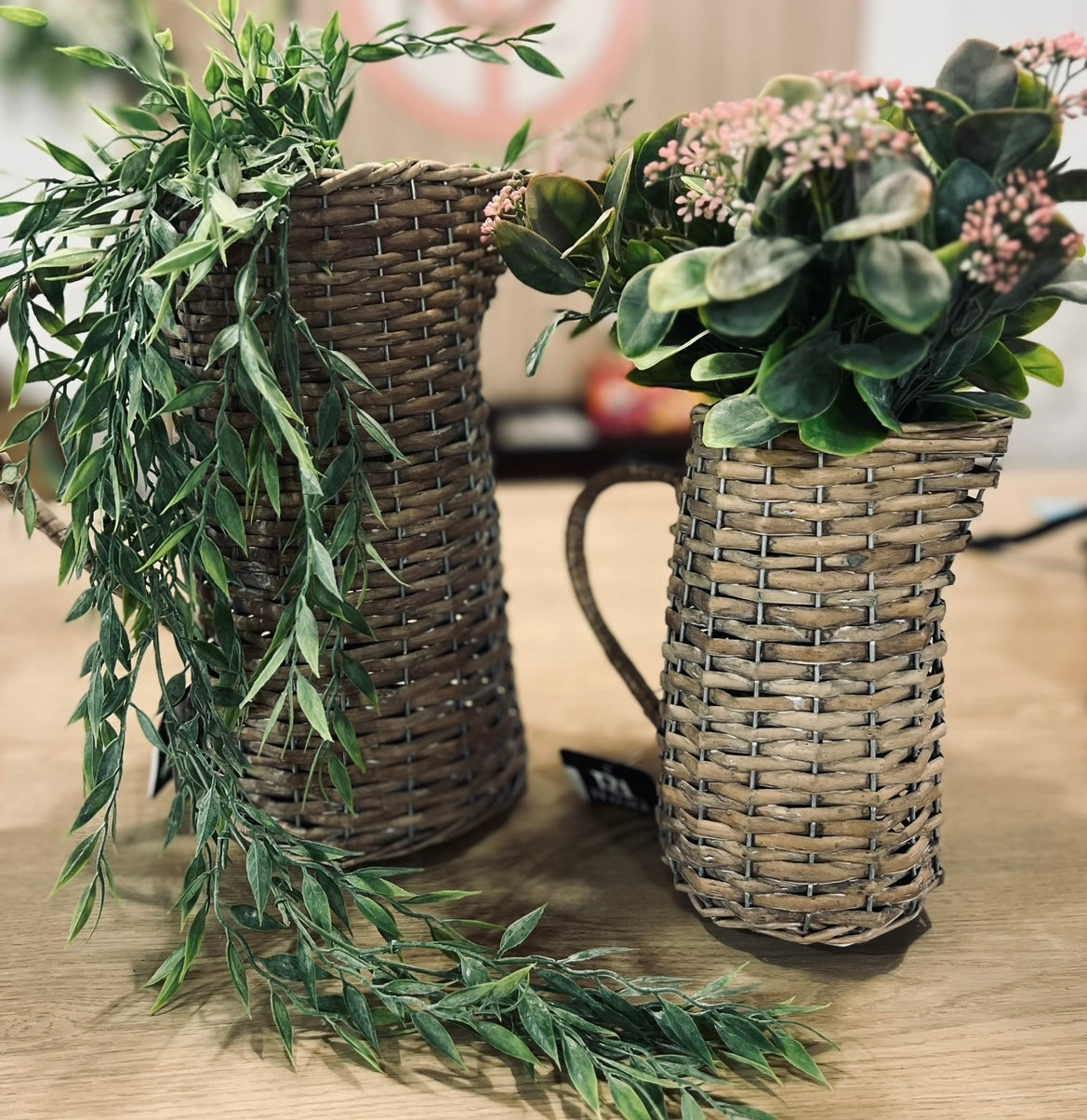 8" WICKER PITCHER VASE