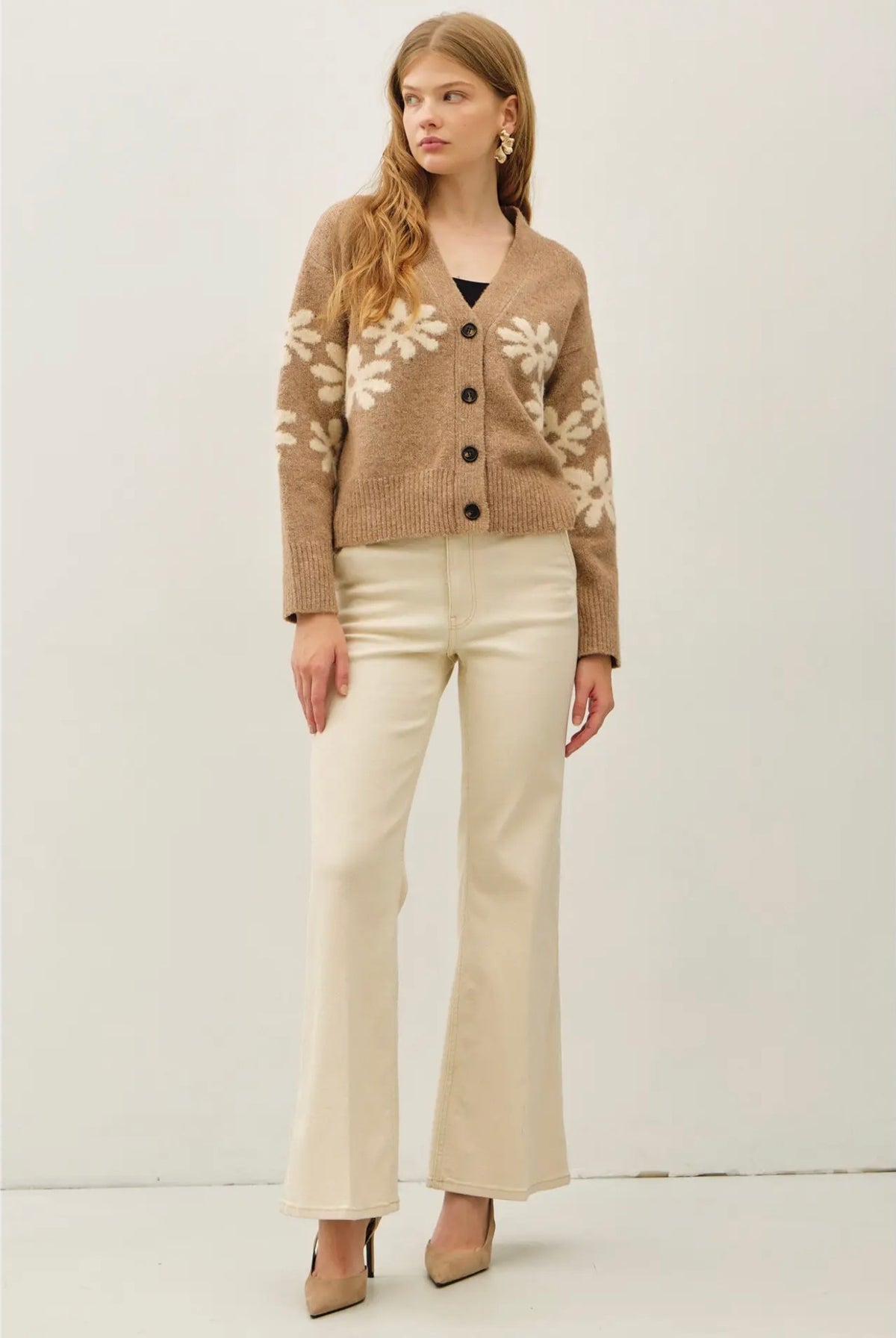 Wool Blend Floral Cardigan