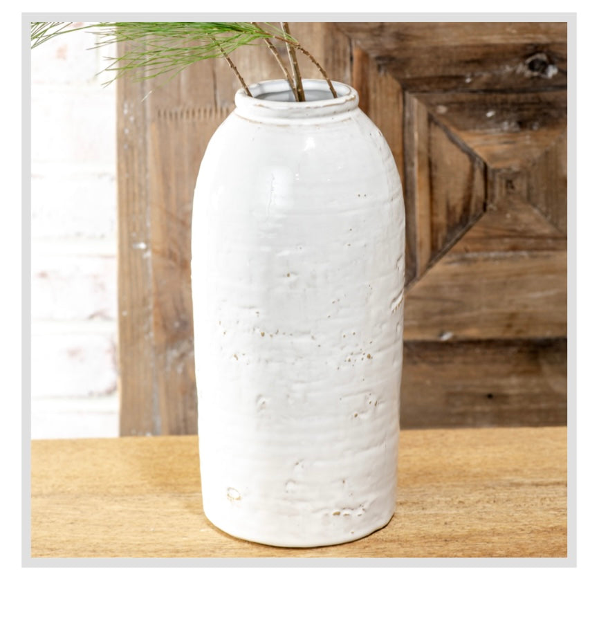 11.2" WHITE CERAMIC VASE