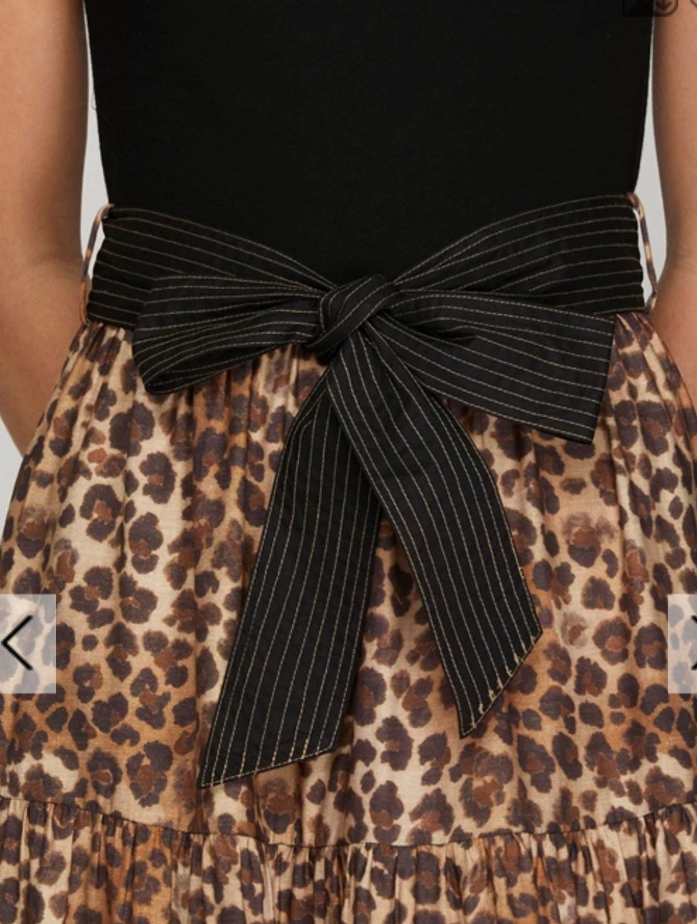 Knit and Woven Tiered Animal Print Midi Dress