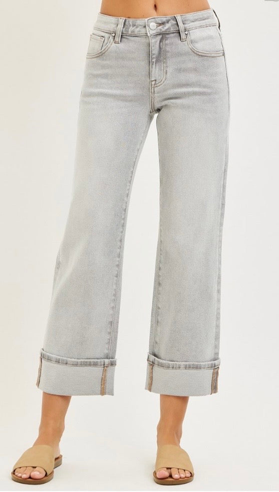 Risen Light Grey Straight Cuff Jean