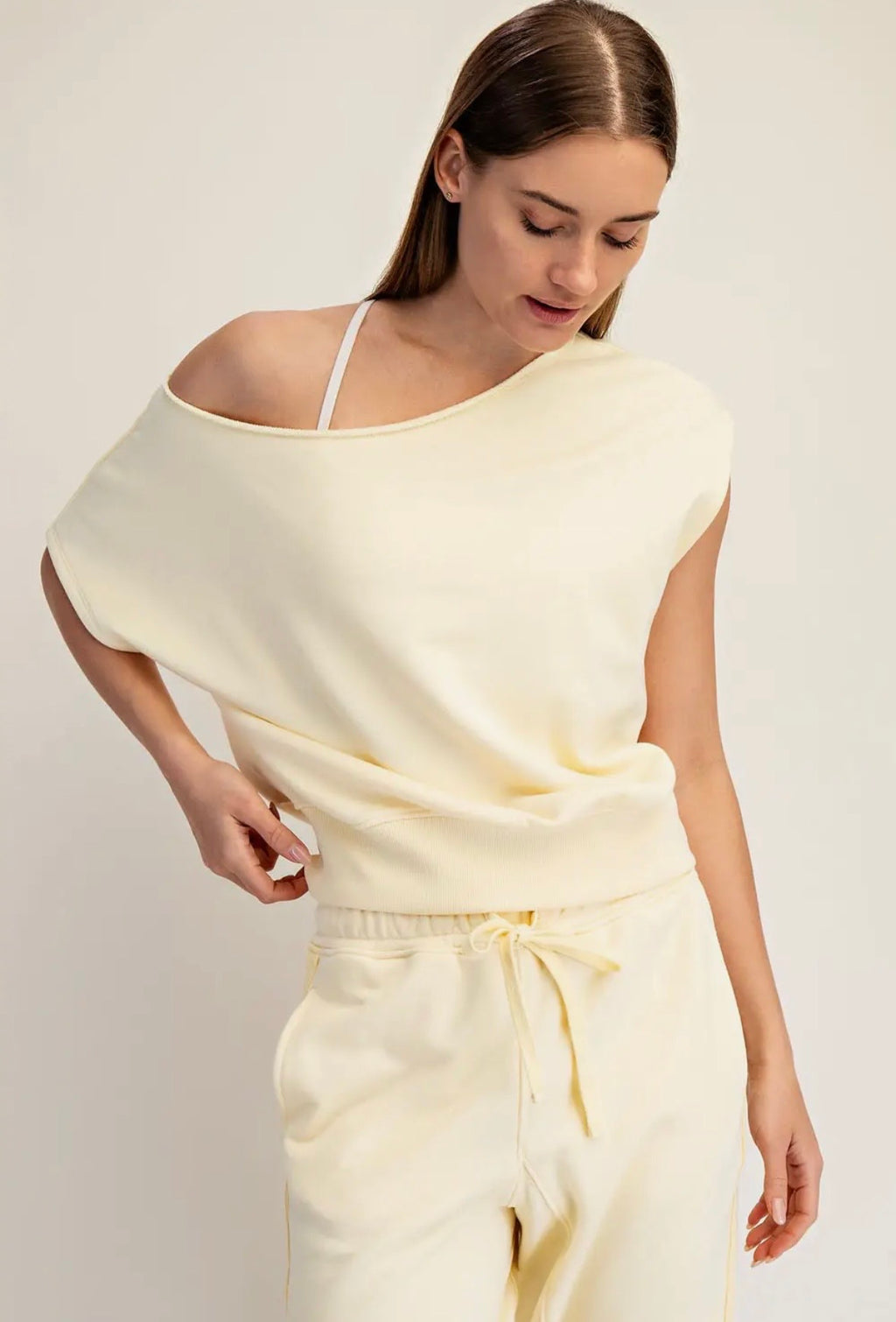 French Terry Off Shoulder Top