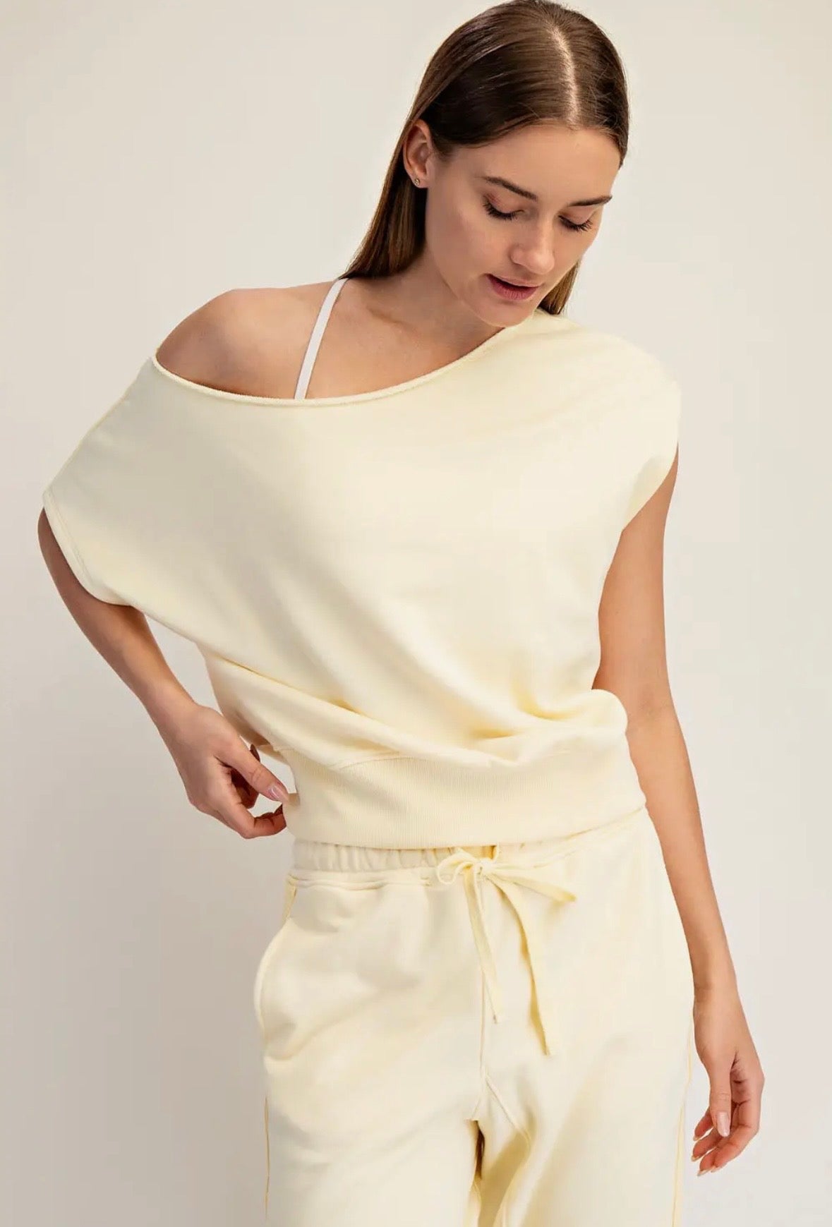French Terry Off Shoulder Top