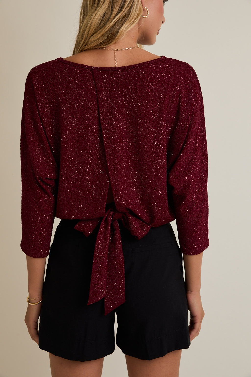 Red Sequin Tie Back Top