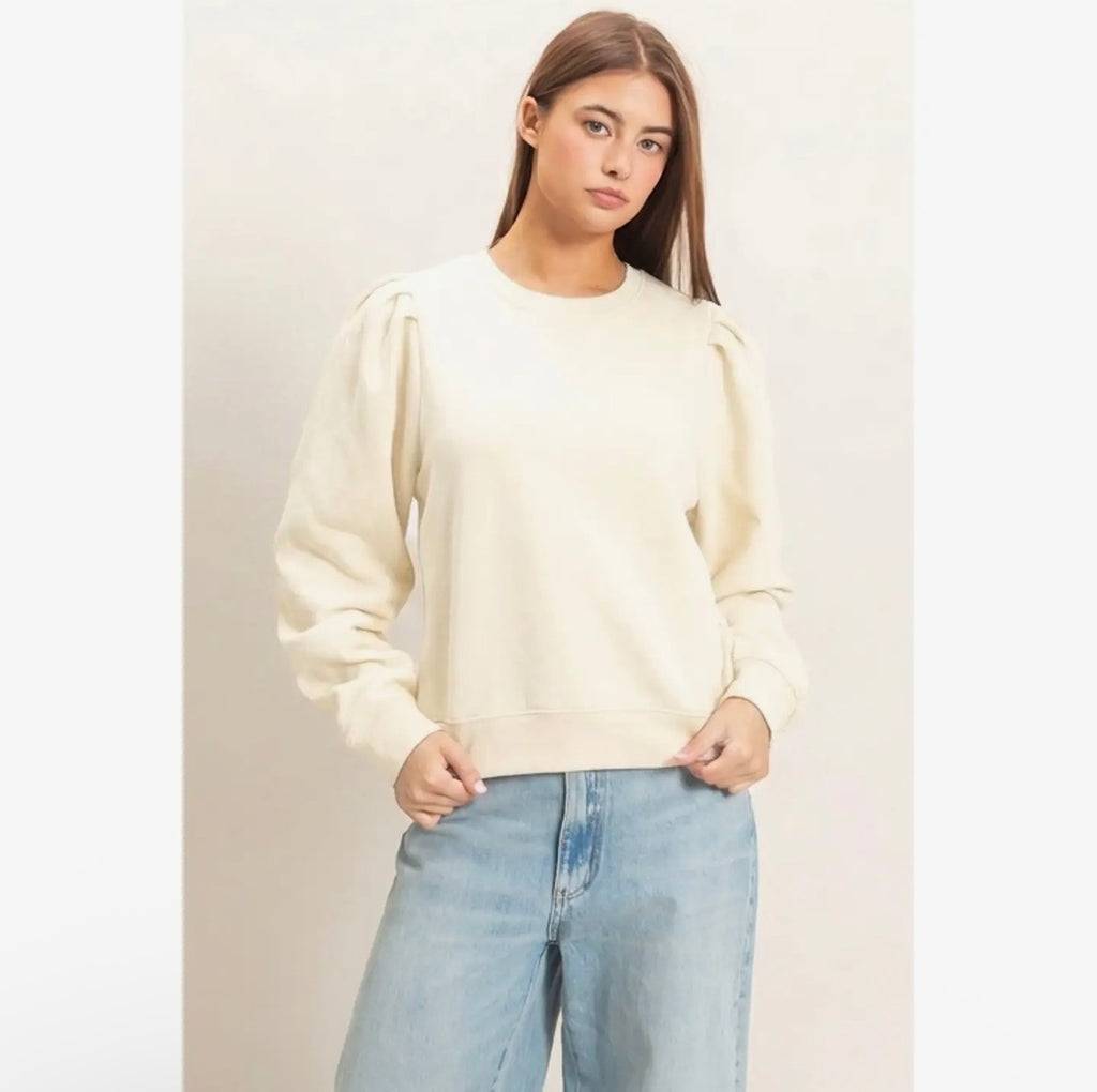 Puff Sleeve Crewneck Sweatshirt